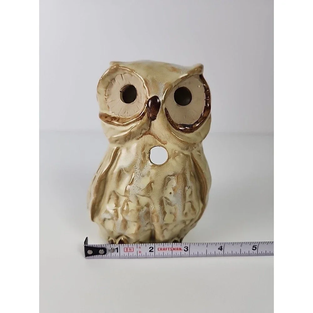 VTG Enesco Glazed Pottery Owl Tealight Candle Holder Centerpiece Table Decor - Picture 10 of 11